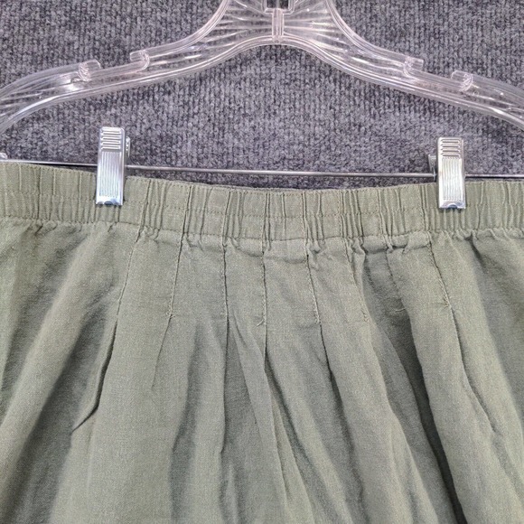 Old Navy Womens Pleated Skirt Green Size M Linen Blend Pockets - Picture 9 of 12